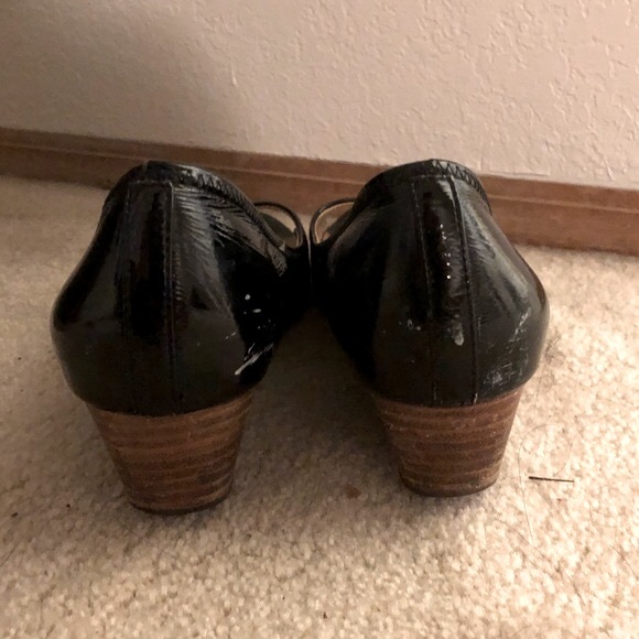 Cole Haan Nike Air Black Patent Leather Air Tali Open Toe Low Wedge - Picture 6 of 8